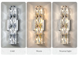 crystal wall sconce cold warm neutral light fixture