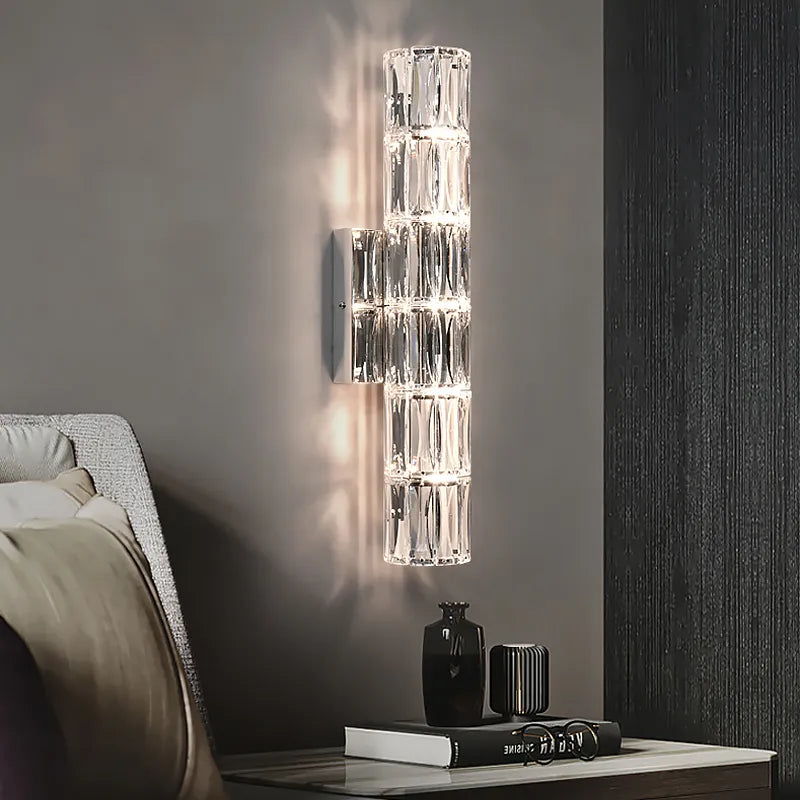 warm white crystal wall sconce bedside lighting