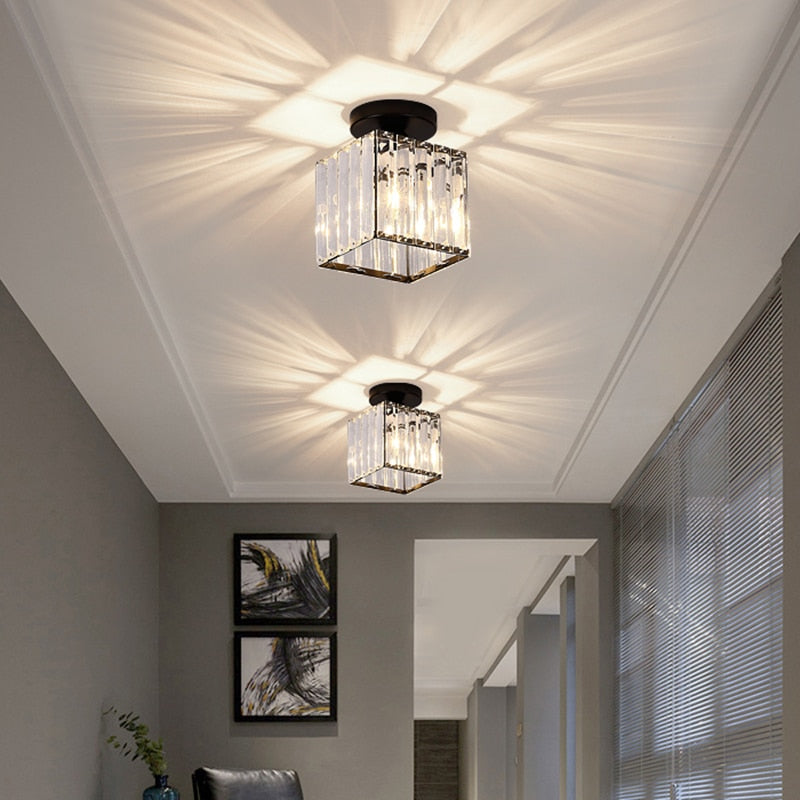 square crystal flush mount ceiling light