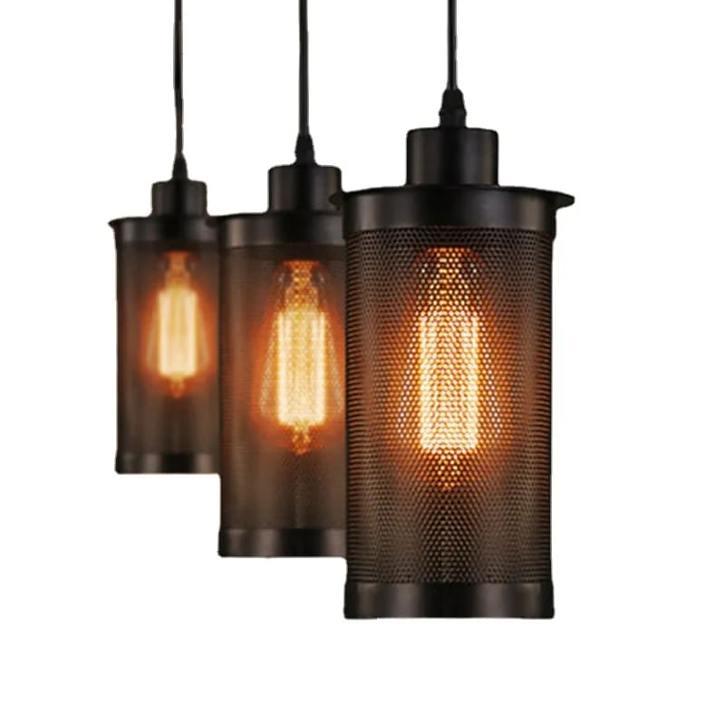 Industrial Cylinder Mesh Pendant Light – Lighting Homei