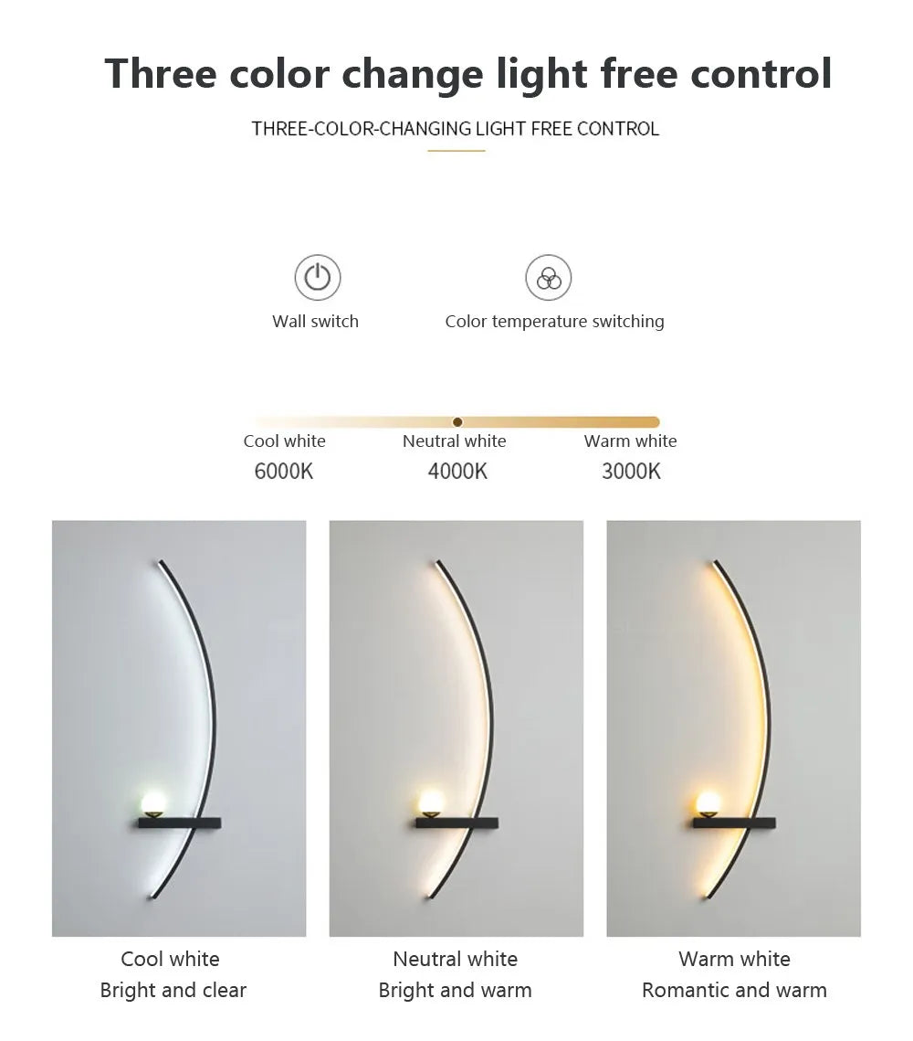 dimmable crescent wall light