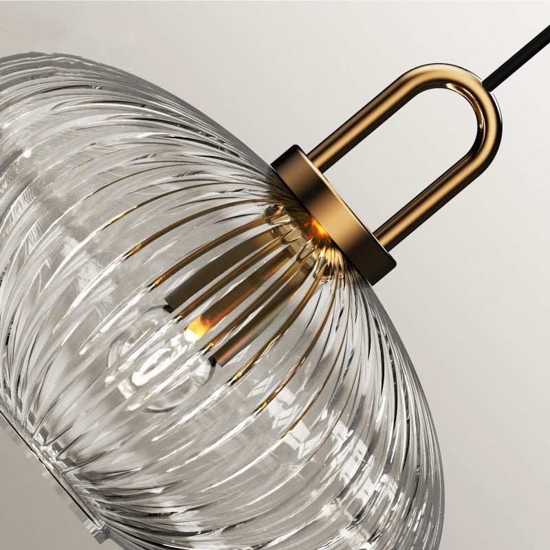 dome ribbed glass pendant light