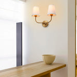 fabric shade wall sconce 2 lights