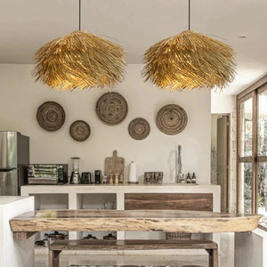 farmhouse rattan pendant light