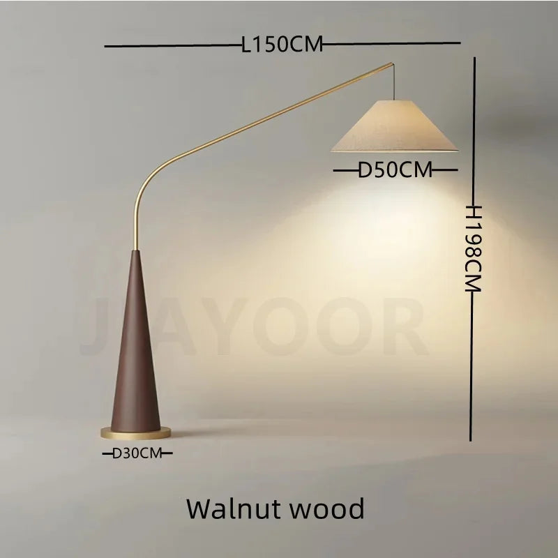 fishing floor lamp with wooden base