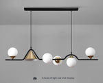 6 heads frosted glass linear chandelier