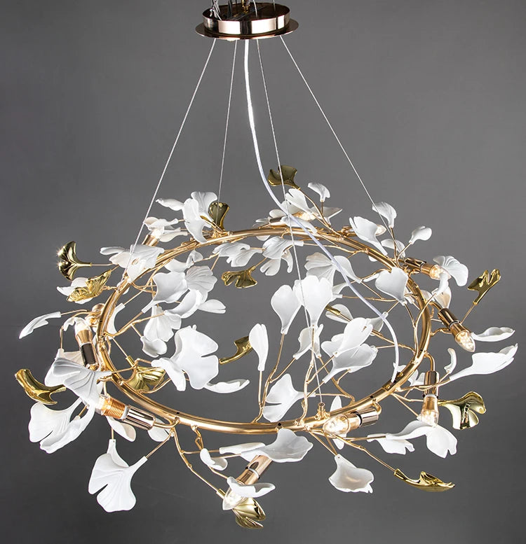 frosted gingko chandelier round