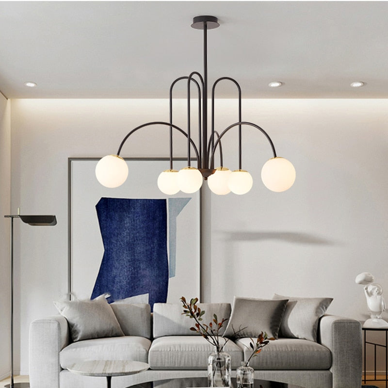 frosted glass ball chandelier living room