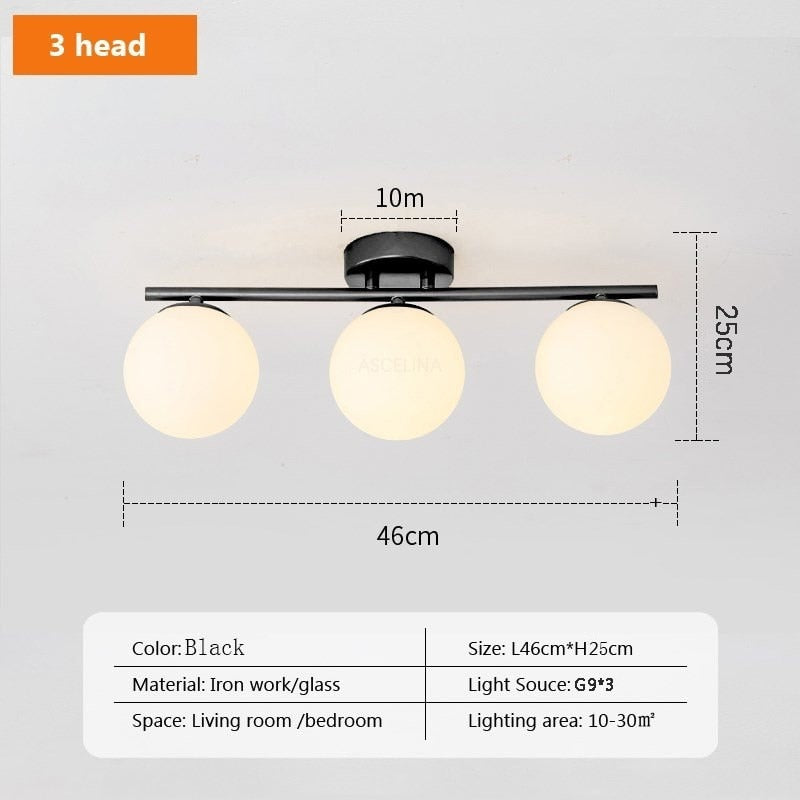 3 lights frosted globe flush mount ceiling light