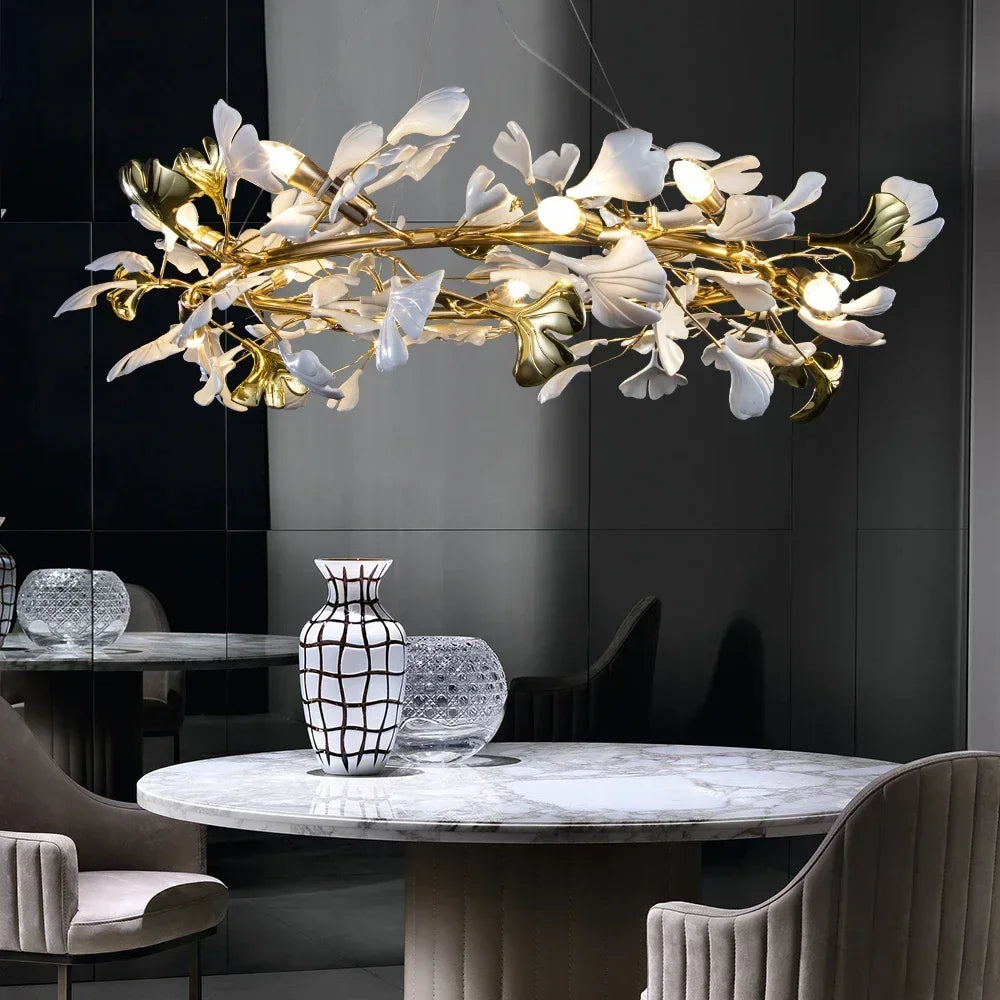 gingko ceramic chandelier