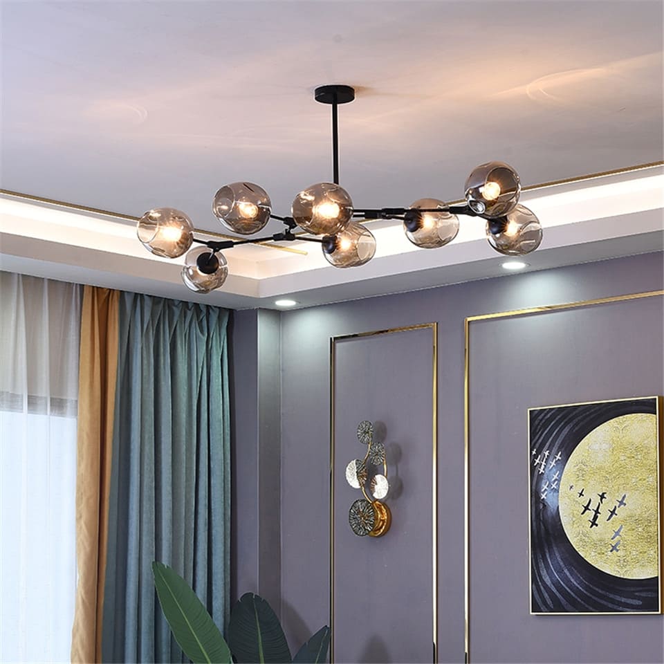 glass globe chandelier black