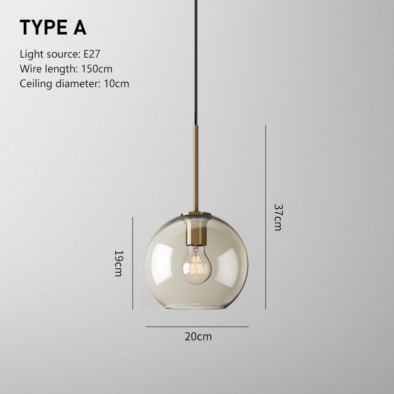 glass globe cognac pendant lamp