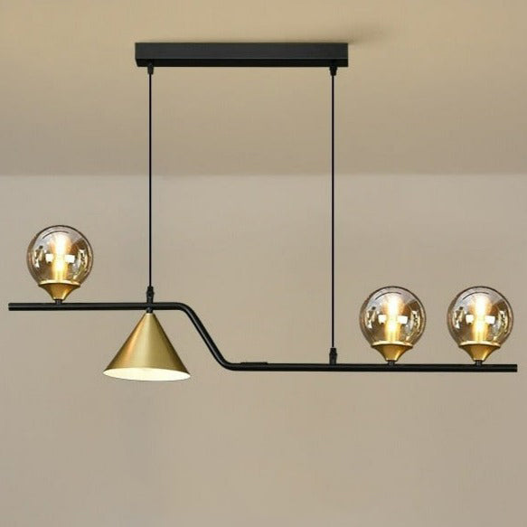 4 heads glass globe linear chandelier