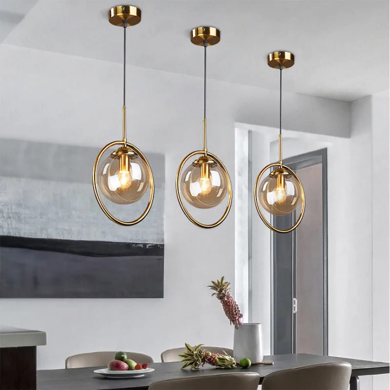 ring glass globe hanging light dining room