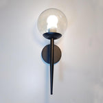 clear glass globe sconce black lampshade