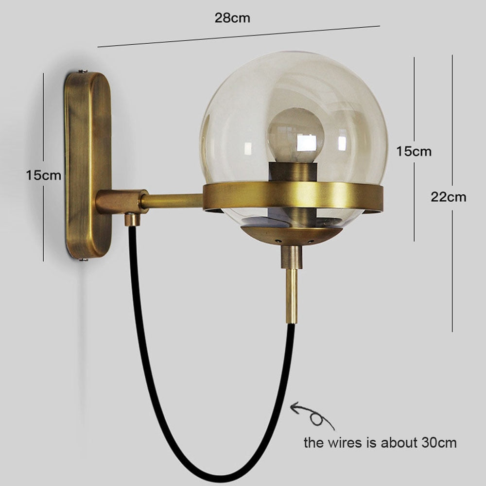 glass globe wall sconce light