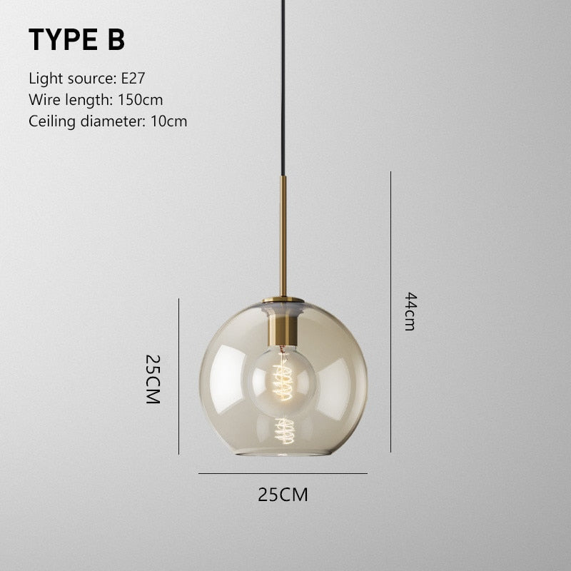 globe cognac glass pendant light