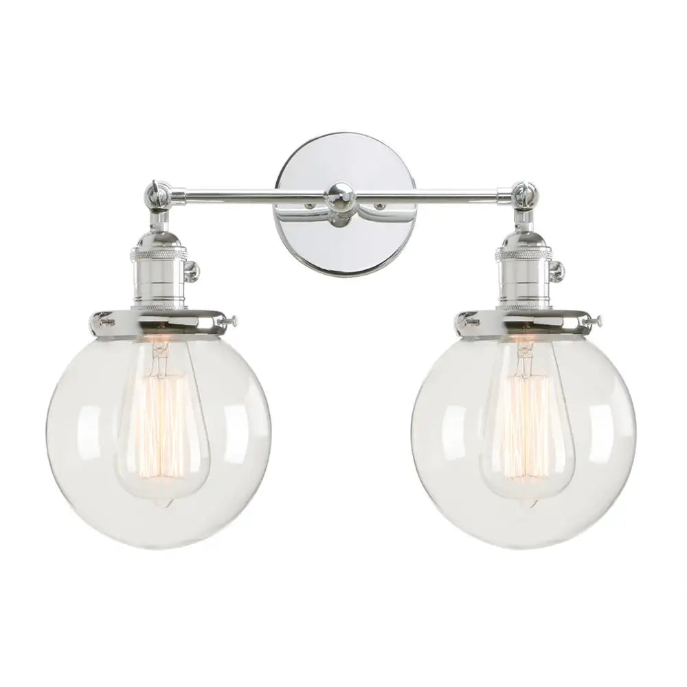 2 lights globe wall sconce chrome