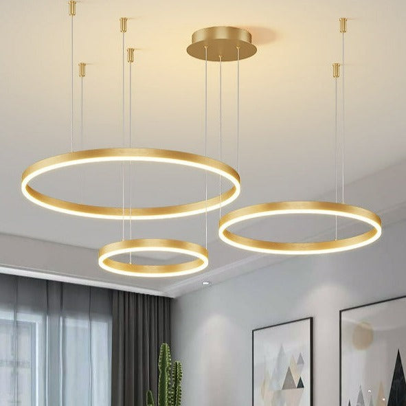 3 rings gold circular chandelier