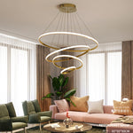 gold circluar chandelier living room