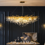 gold crystal raindrop chandelier dining room