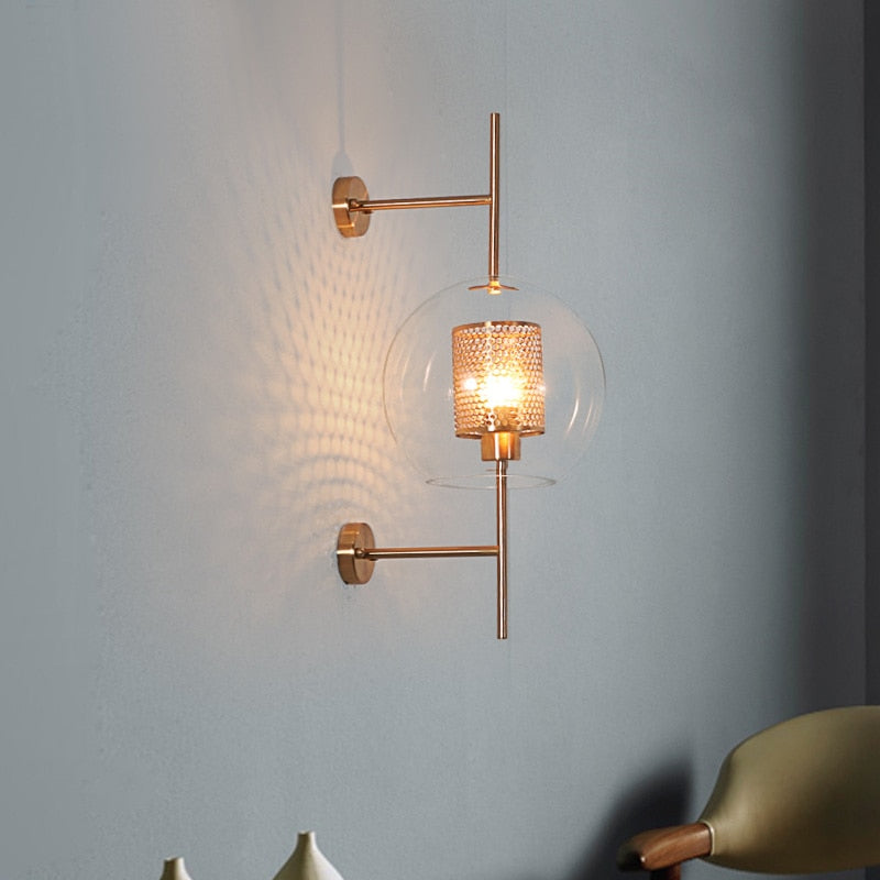 gold glass globe sconces