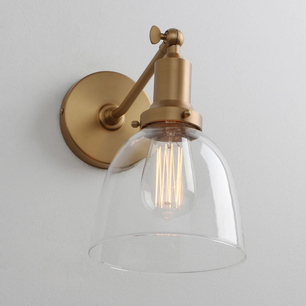 single gold industrial wall sconce