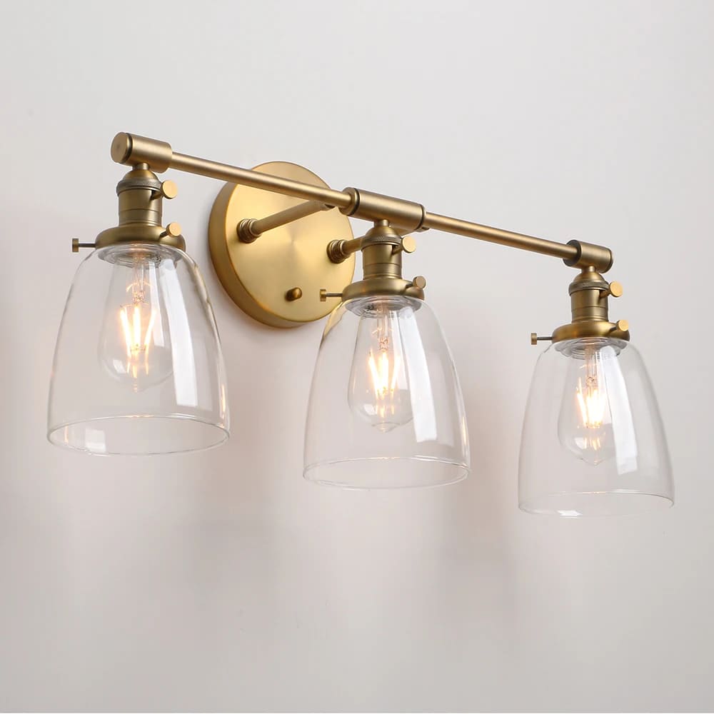 gold industrial wall sconce 3 light