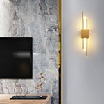 gold modern linear wall sconce vertical