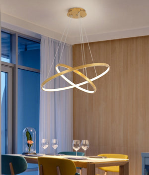 gold ring chandelier dining room