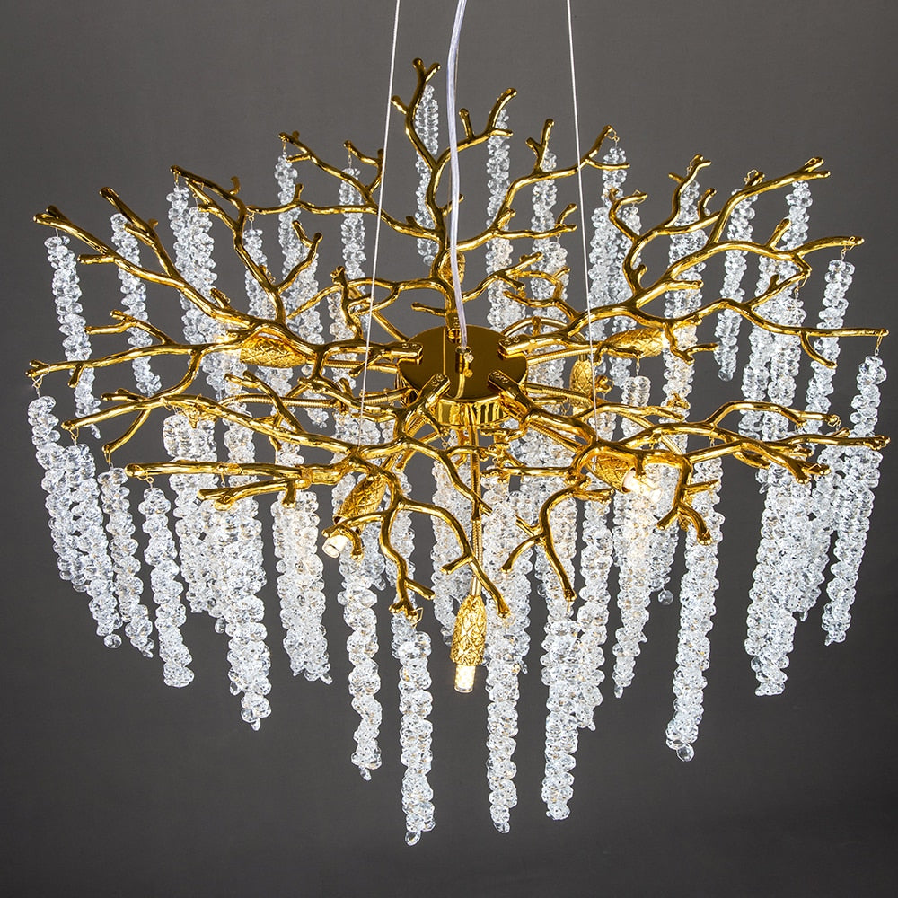 Warm Glow of Glass Branch Chandelier - Soft & Elegant Home Lighting