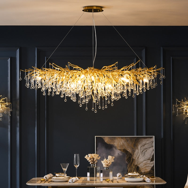 gold crystal raindrop chandelier