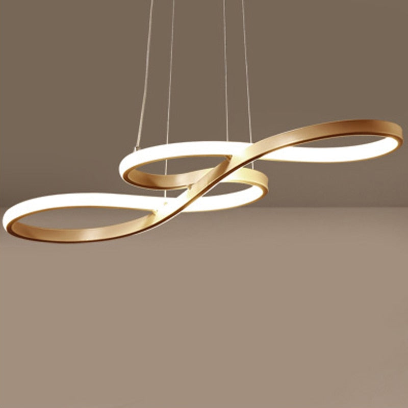 Gold geometric LED chandelier for modern dining room