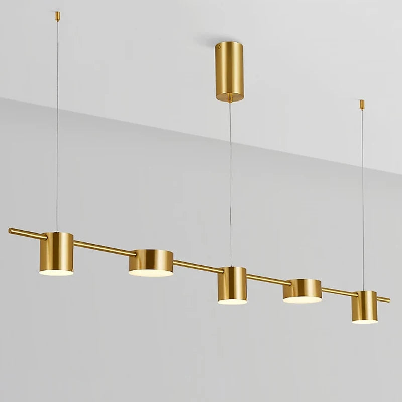 gold linear chandelier dining room