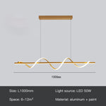 gold linear wave chandelier modern