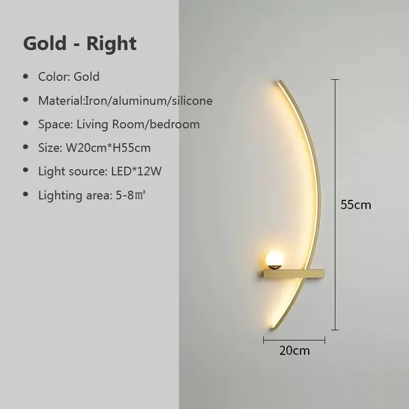 gold right crescent wall sconce