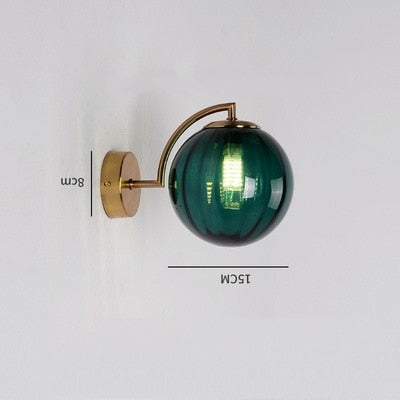 green glass ball wall sconce