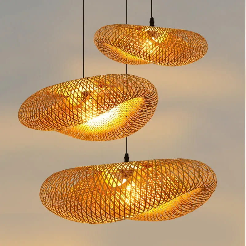 hat shape bamboo pendant light