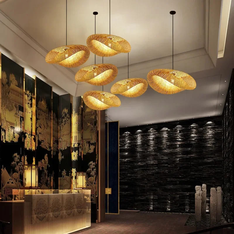 high ceiling bamboo chandelier