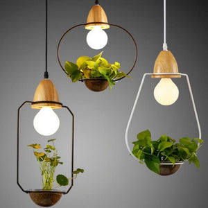 iron hanging plant light