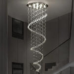 Rizu LED Crystal Chandelier for High Ceiling – Modern Luxury Lighting