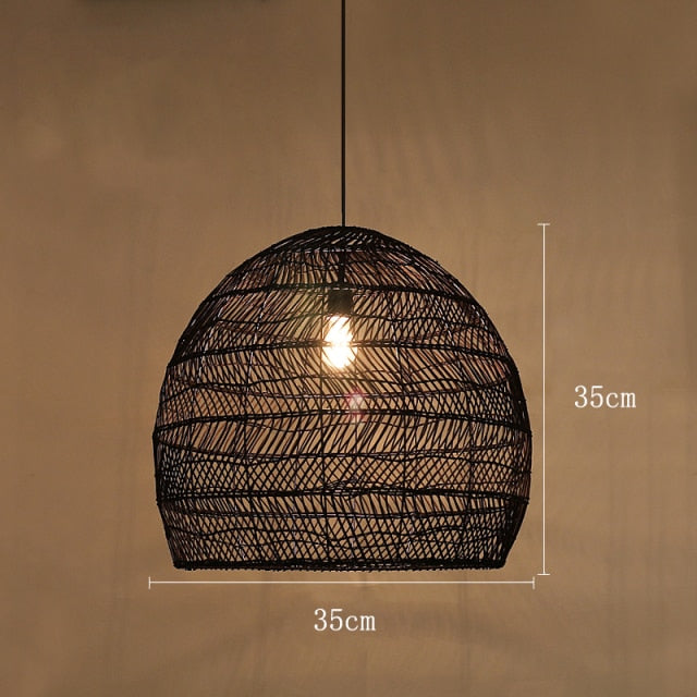 large black rattan pendant light