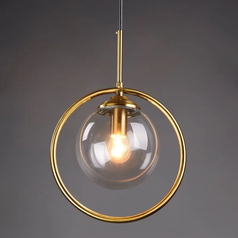 large ring glass globe pendant light gold