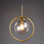 large glass globe pendant light gold