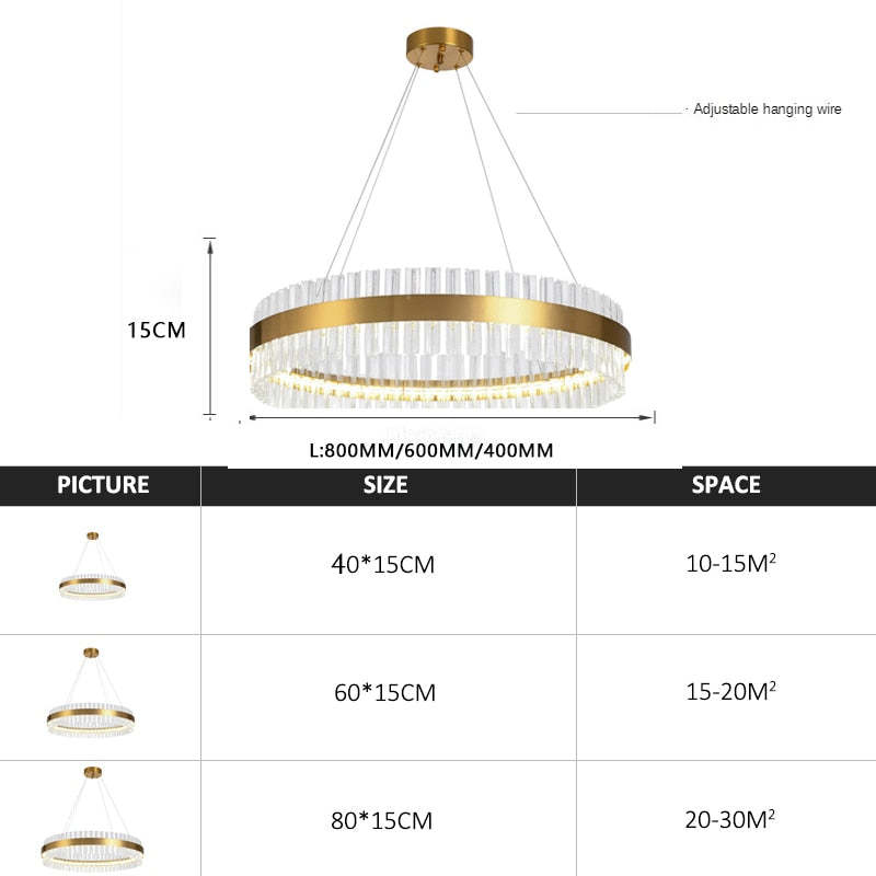 large gold round crytal chandelier