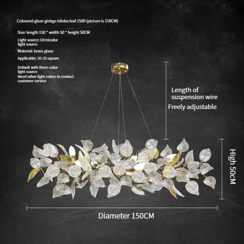 leaf chandelier with crystals