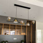 linear globed chandelier