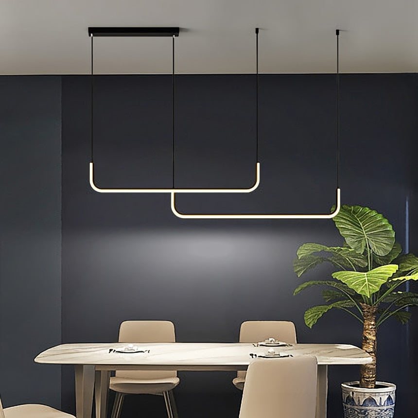 linear chandelier dining room