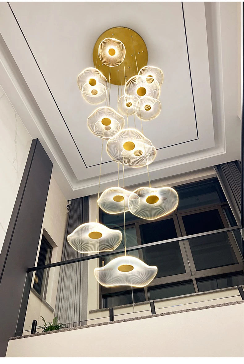 lotus modern chandeliers for high ceilings