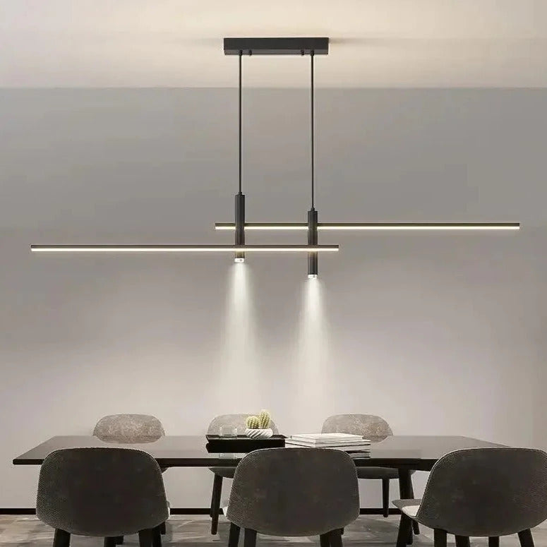 modern linear chandelier dining room